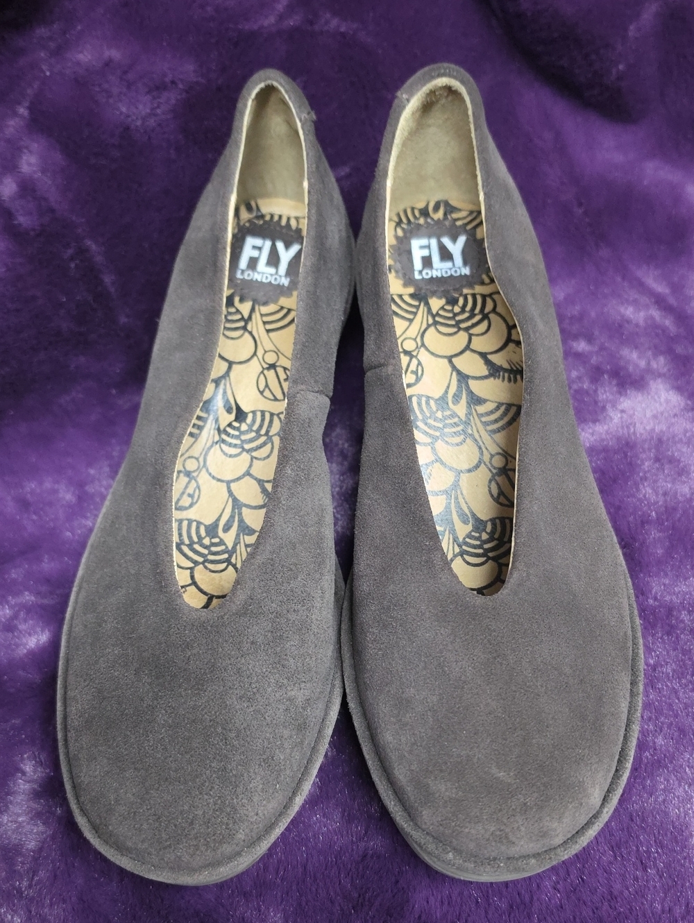 FLY London Women's Brown Suede Slip-On Flats